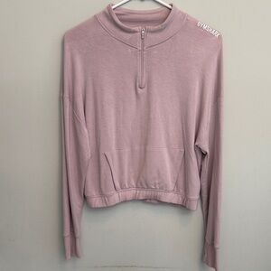 Gymshark Women's Mauve Half-Zip Sweatshirt. Size Large. Fits like Medium
